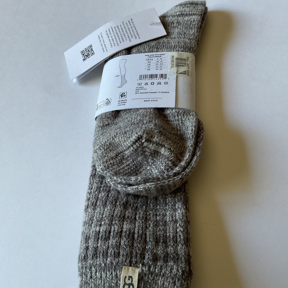 UGG RIB KNIT SLOUCH CREW SOCKS IN NIGHTFALL GRAY WOMENS ONE SIZE NWT - Picture 9 of 16